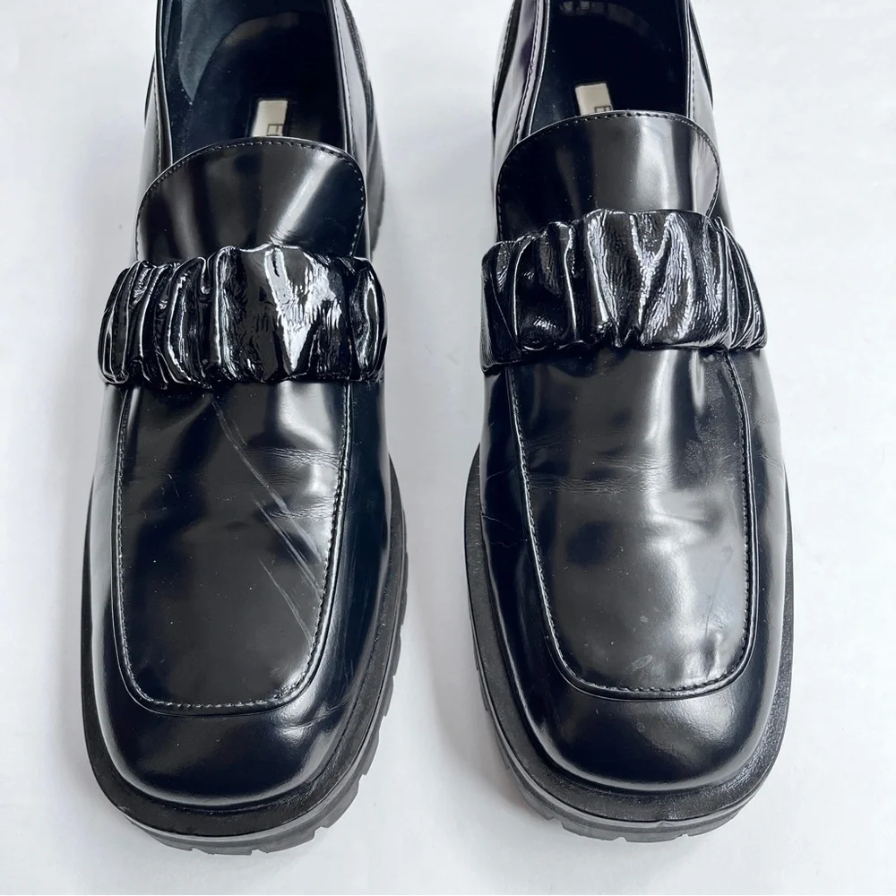 Elleme Paris Grunge Women's Chouchou Square Toe Black Loafers Size 38.5 US 8.5